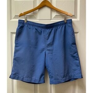 Lands End Swim Trunks Mens Medium Blue‎ Mesh Lined Bathing Suit Pockets 9"